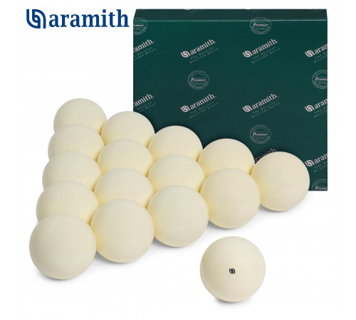 Шары Aramith Premier Pyramid без номеров Ø68 мм Белый биток с логотипом
