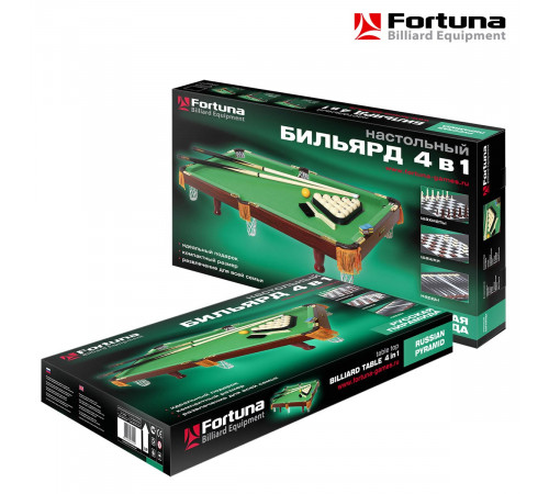 Бильярдный стол Fortuna Русская пирамида 3фт 4 в 1 с комплектом аксессуаров