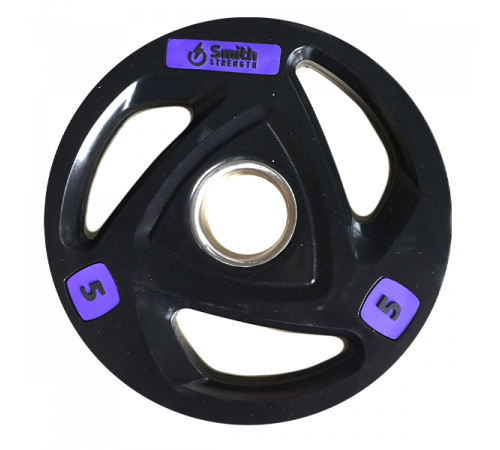Диск для штанги Smith WP085-5 c 3-м хватом, обрезиненный, 5кг