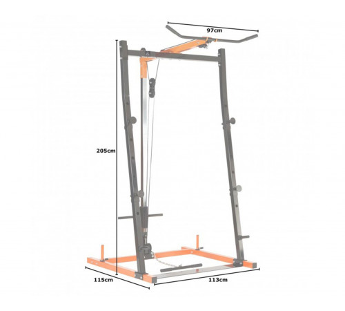 Стойка под штангу и тяга сверху DFC черный/оранж. (три короба)