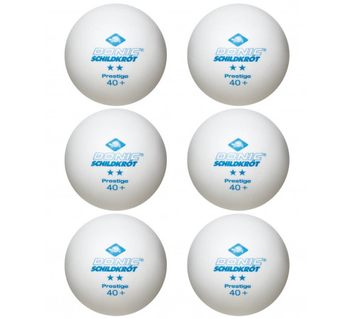 Мяч для настольного тенниса 2* Prestige, белый 6 шт